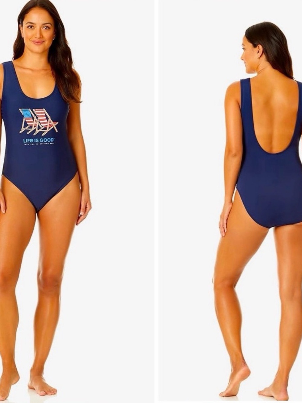 Life is Good | Americana USA Deck Chair Navy One Piece Swimsuit, large - Picture 5 of 10